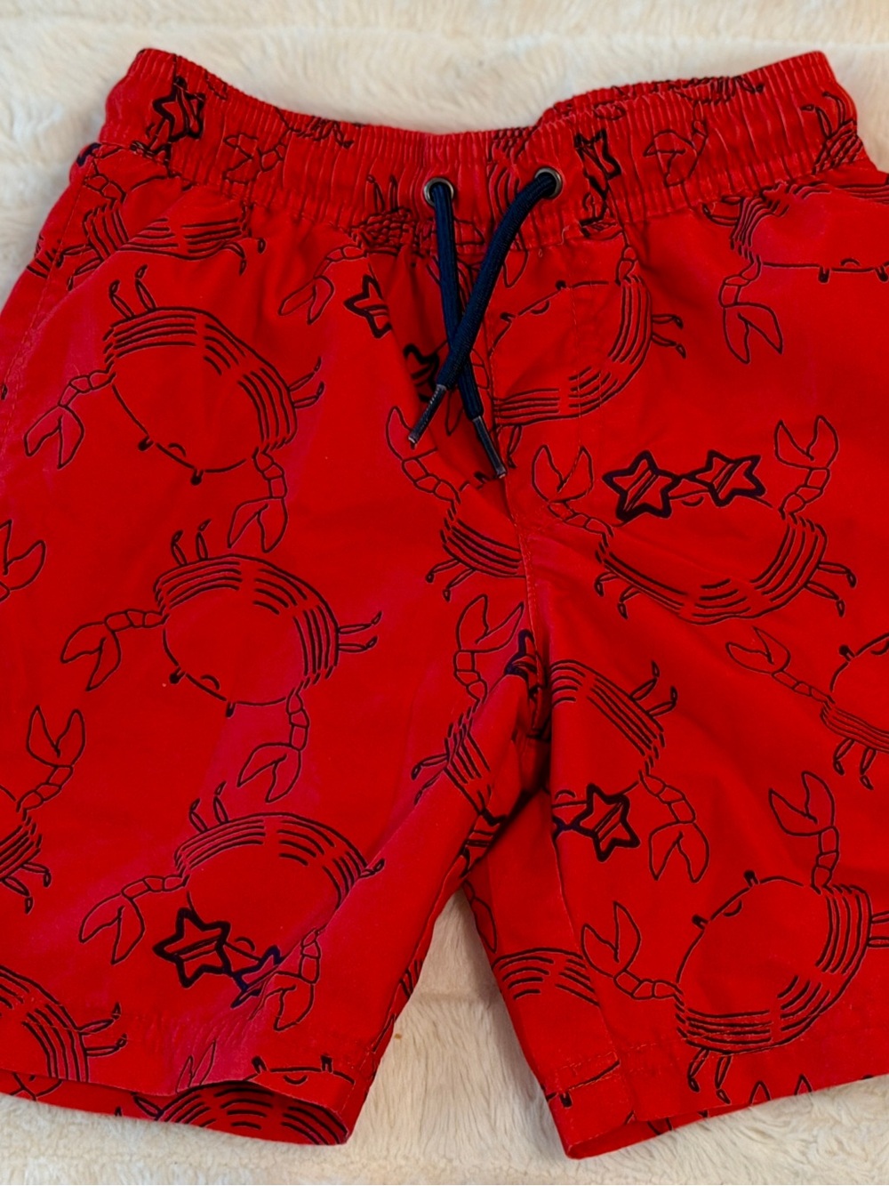 Carter's Red and Navy Crab Print Swim Trucks Size 5T NWOT